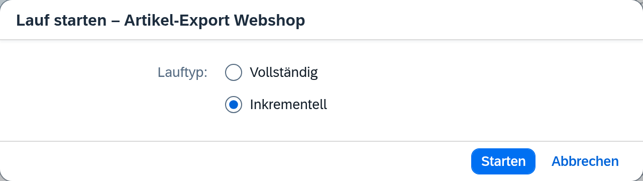 Lauf starten – Lauftyp wählen