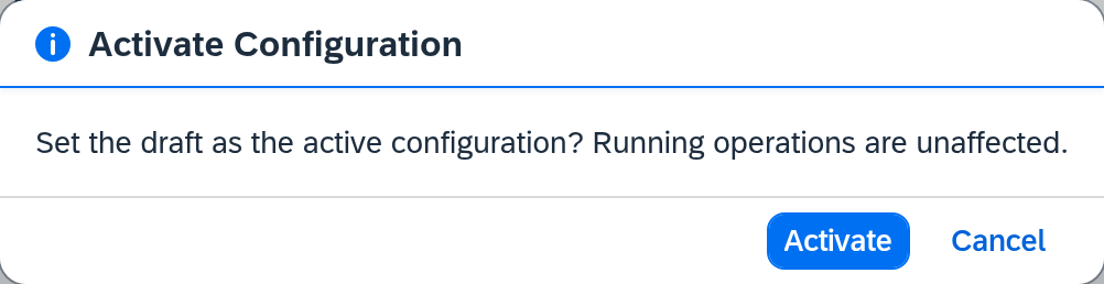 Activation confirmation dialog